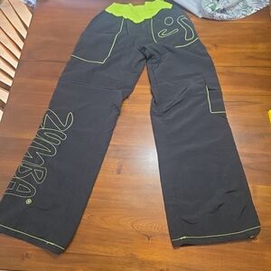 Vintage 90's Women's  Zumba Black /Fluorescent Yellow Nylon Pants Size Large